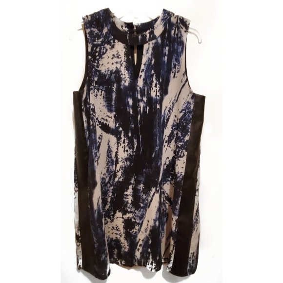 Asher by Fab'rik Heron Mini A-Line Dress With Faux Leather Trim Size Large - Picture 4 of 7